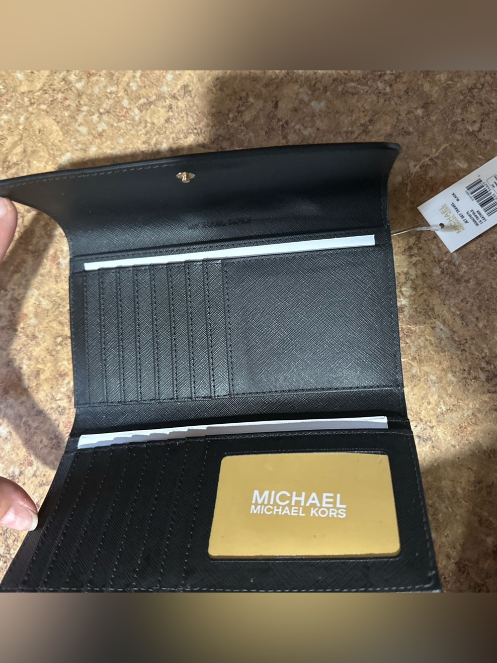 Michael Kors Black Saffiano Leather Card & Key Holder